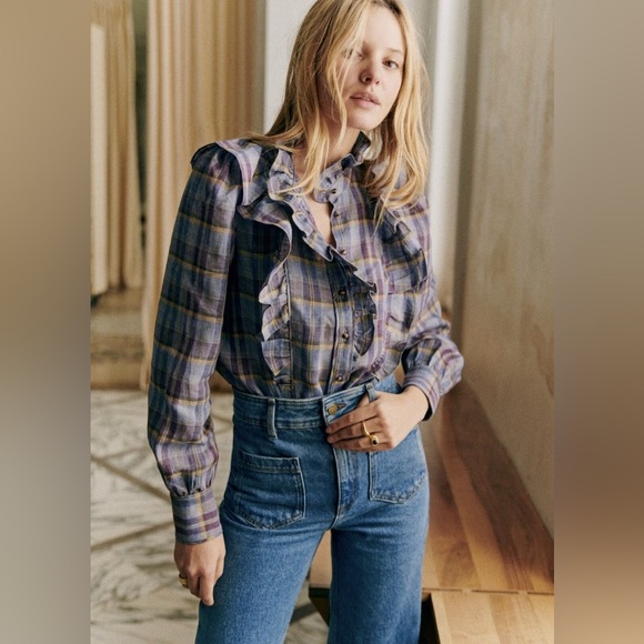 Sézane Jane Shirt in Blush Check Print FR 36 / US 4 - Picture 3 of 8